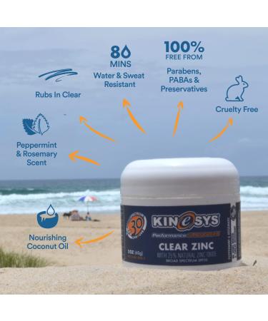 KINeSYS Reef Safe Natural Zinc Oxide Sunscreen SPF 30 - Alcohol & Oxybenzone Free, Peppermint & Rosemary Scent - 60g - Buy Online on GoSupps.com
