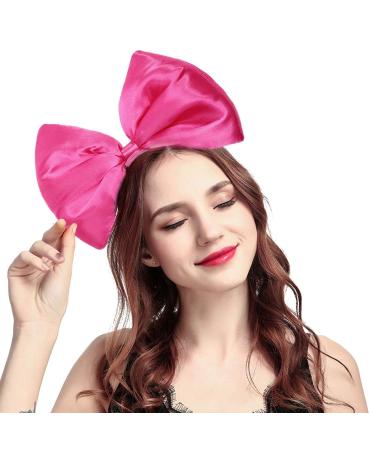 BUYITNOW Women Huge Bow Headband Cute Bowknot Hair Hoop for Halloween Cosplay Hotpink