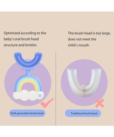 2 Pack Toddler & Kids U-Shape Extra Soft Toothbrush - Ages 2-7 - Rainbow Pink-Blue - Buy Online on GoSupps.com