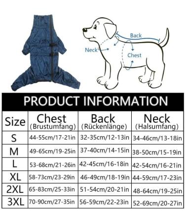 Geyecete Waterproof Rain Coat for Dogs - Reflective Full Wrap Jacket with Dishes Hole for Large Medium & Small Dogs - Navy Blue - Buy Online on GoSupps.com