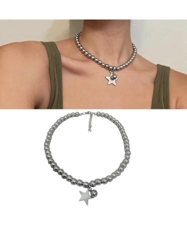 Oralgo Large Ball Chain & Vintage Pearls - Versatile Punk Choker for Women & Girls | Titanium Steel Jewelry - Buy Online on GoSupps.com