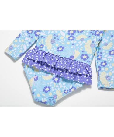BONVERANO Baby Girls Swimsuit - Toddler Long-Sleeve Zipper One Piece Purple Flower Bathing Suit with UPF 50+ Sun Protection | 2-3 Years - Buy Online on GoSupps.com