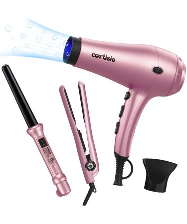 Professional 3-in-1 Salon Hair Styling Tool Set (Hair Blow Dry Flat Iron Curling Iron)
