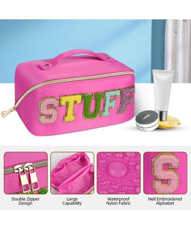 Aucuu Premium Nylon Cosmetic Bag Travel Organizer - Large Capacity Waterproof Zipper Bag for Women (Pink) - Buy Online on GoSupps.com