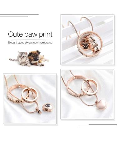 Forever in My Heart Pet Cremation Jewelry | Ashes Necklace for Dogs & Cats | Rose Gold & Black Paw Print Memorial - Buy Online on GoSupps.com