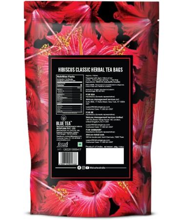 BLUE TEA - Hibiscus Classic Herbal Tea - 100 Tea Bags | Christmas Tea Gifts | CAFFEINE FREE | Vegan - Gluten Free - Non-GMO | Eco-Conscious Ziplock Pouch - Buy Online on GoSupps.com