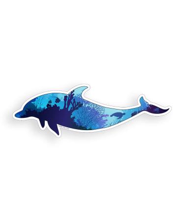 Dolphin Sticker Underwater Ocean Scene for Cup Cooler Laptop Phone Custom Printed Die Cut Decal