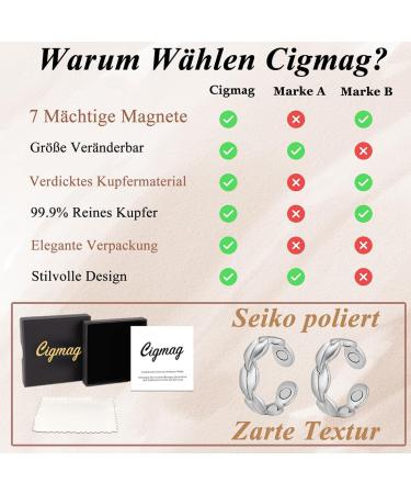 Cigmag 2PCs Lymph Drainage Magnetic Jewelry for Women - 7 Ultra-High Magnets 99% Pure Copper Adjustable Silver Fish Tail Gift Box - Buy Online on GoSupps.com