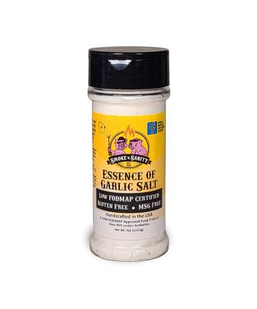 Smoke n Sanity Essence of Garlic Salt - Monash Certified Low FODMAP - Contains No Onion - Certified Gluten Free - Certified Kosher - Dairy Free - 4.0 Ounce Shaker