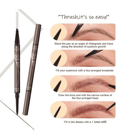 2 in 1 Magic 4-Tip Eyebrow Pencil Sweat-proof Microblading Eyebrow Pencil Contouring Pen Eyebrow Brush Microblade Eyebrow 3D Waterproof Microblading Eyebrow Pencil for Natural Makeup Last All Day(Gray - Buy Online on GoSupps.com