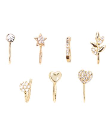 Beaupretty 7pcs Nose Pin Nose Jewelries Copper Nose Rings Non-piercing Nose Ring Nose Ring Clip Nose Clip Jewelry Lady Nose Rings Golden Nose Rings Heart Nose Clip Nose Decor Heart Nose Rings