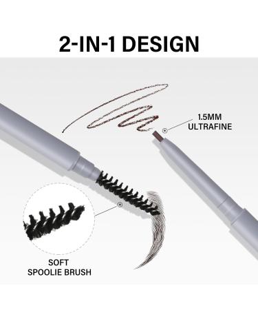 Buy Micro Eyebrow Pencil | 1.5MM Ultra Fine Brow Definer - Waterproof Makeup in Tea Brown - Buy Online on GoSupps.com