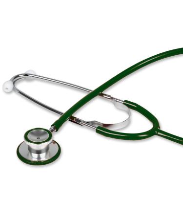 Gima - Traditional Dual Head Aluminum Stethoscope Lightweight with Brass Lyre and Anti-Cold Ring Dark Green Y-Tube 32568