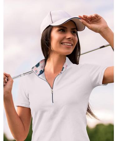 LRD Women's Golf Polo Shirt UPF 30 Quarter Zip Short Sleeve - Small White/Floral - Buy Online on GoSupps.com