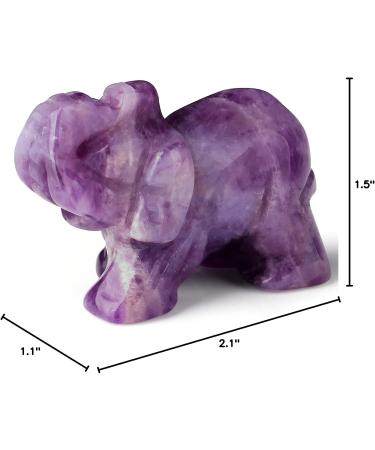 Buy 2 Amethyst Elephant Decor - Healing Crystal Stones Hand-Carved Gemstone Statues - Unique Purple Hippie Home & Office Decorations | Perfect Gifts for Women & Men - Buy Online on GoSupps.com
