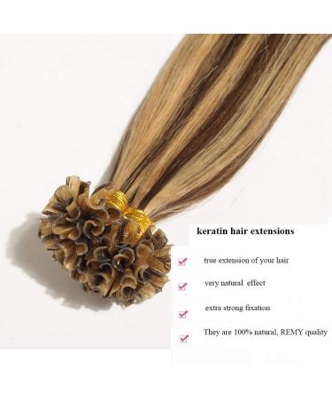 18" Pre Bonded Human Hair Extensions 0.5g*200 Strands (#4/27 Medium Brown&Dark Blonde 100g) - Buy Online on GoSupps.com