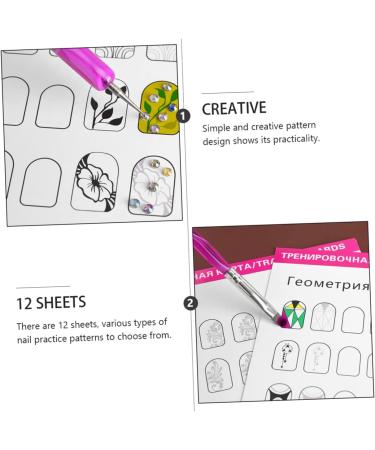 Beavorty 24 Sheets coloring exercise book Nail Shape Templates Nail Art Practice Tool Manicure Training Tools nail art practice book Cards for Nail Art Paper pattern white practice supplies - Buy Online on GoSupps.com