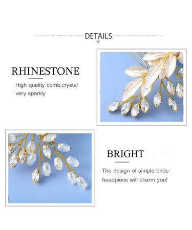 Latious Gold Crystal Bridal Hair Comb - Leaf Hair Piece for Women | Wedding Hair Clip Accessories - Buy Online on GoSupps.com