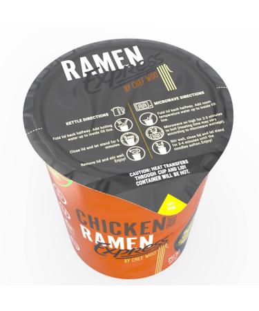 Chef Woo Ramen Express Chicken Flavor Cup Noodle 2.25 Oz (Pack of 12) | Vegetarian, Kosher Parve, Halal | Egg-Free & Dairy-Free | 12 Cup - Buy Online on GoSupps.com