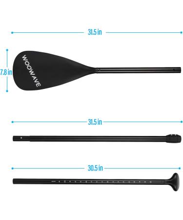 WOOWAVE Adjustable SUP Paddle 3 Piece | Stand-Up Paddleboard Accessory (Aluminum, Fiberglass, Carbon Fiber) - Black - Buy Online on GoSupps.com