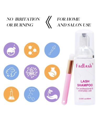 FADLASH Lash Shampoo 60ml - Professional Grade Eyelash Extension Cleanser for Gentle Foaming Cleanse - Ideal for Sensitive Skin - Salon & Self Use - Buy Online on GoSupps.com