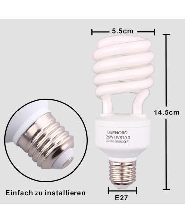 Dernord UV Lamp for Reptiles - 26W UVA UVB Heat Lamp for Terrariums Budgies Leopard Geckos & Turtles - Buy Online on GoSupps.com