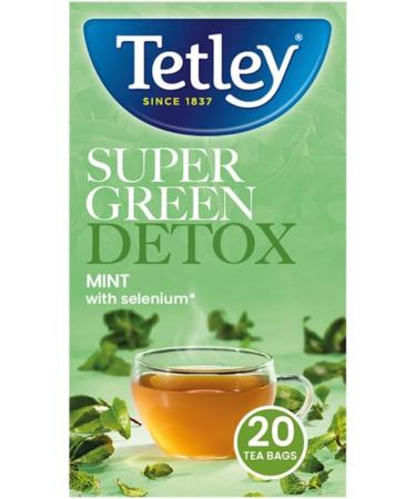 Green Tea Bundle which Contains Tetley Super Green Detox Mint Tea Bags 20 per pack - Pack of 4 with Grocery List Card - Buy Online on GoSupps.com