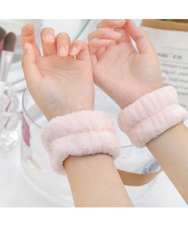 Wrist Bands Solid Colour Water Absorbent Sweat Wrist Bands Pack Of 6 For Women 2PinkBows+4PinkWristGuards - Buy Online on GoSupps.com