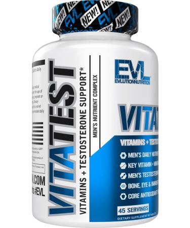 Evlution Nutrition VitaTest - Vitamins + Testosterone Support - Key Vitamin + Mineral Support - Men s Daily Nutrient & Testosterone Support - Bone Eye & Immune Support - 45 Servings - 90 Tablets - Buy Online on GoSupps.com
