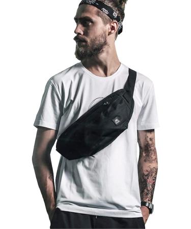 Fanny Pack for Women & Men - Adjustable Strap, Headphone Jack, Zipper - Black Waist Bag for Outdoors & Gym - Buy Online on GoSupps.com