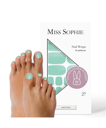 Original Miss Sophie Pedi Wraps I Jade Green Pedicure I 27 Ultra-D nne nail polish strips in single-color I for tooths I sticks to natural and painted acrylic gel & shellac nails