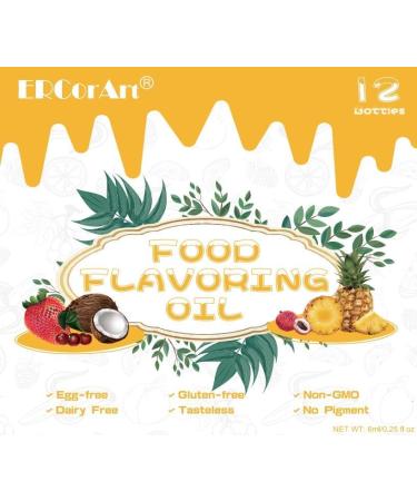 Food Flavouring Oil- 12 Pack Concentrated Flavoring Oil Flavour Drops Extracted Oil Liquid Lip Gloss Flavouring Oil for Baking Cooking Cosmetics Soap Making- Water & Oil Soluble - 6ml 12 Food Flavouring Oil - Buy Online on GoSupps.com