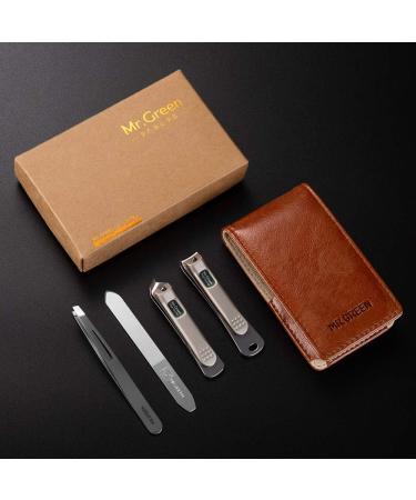 Premium 4PC Manicure Set for Men - Stainless Steel Nail Clippers & Leather Case - Perfect Gift - Buy Online on GoSupps.com