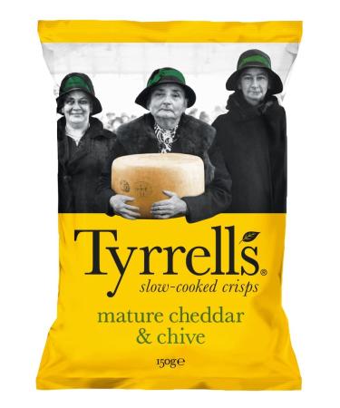 Tyrrells slow-cooked crisps Cheddar & Chive (1 x 150 g) Cheddar & Chive 150 g (1 pack) - Buy Online on GoSupps.com