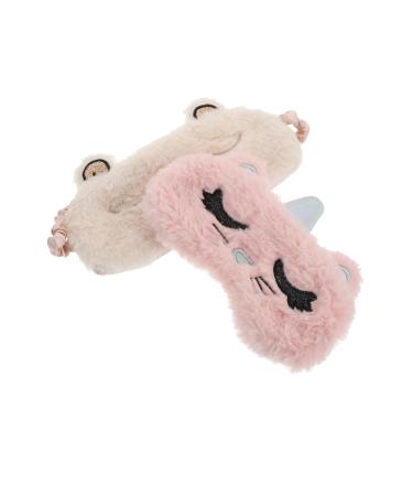 Hemoton Breathable Eye Masks blepharitis Eye Patch Sleep Eye Cover Plush Eye Patch Breathable Eye Cover Sleep Eye-Shade Household Eye mask Polyester White Girl air Cushion 2Pcs