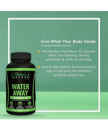Natural Water Away Pills with Dandelion, Potassium, Green Tea & Apple Cider - Diuretic, Reduce Bloating, Support Fluid Balance - 60 Capsules - Buy Online on GoSupps.com