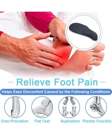 Dr. Foot's Arch Support Shoe Inserts for Flat Feet & Plantar Fasciitis - Adhesive Heel Cushion for Pain Relief in Men & Women - Small Black - Buy Online on GoSupps.com