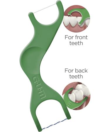 Gum Dual Technique Flosser Picks Complete Whole Mouth Clean Front and Back Reach with Twisted Plaque-Grabbing Floss Fresh Mint Flavour Forest Green 4 Bags X 50ct (200 Flossers) Dual Technique 50 Count (Pack of 4) - Buy Online on GoSupps.com