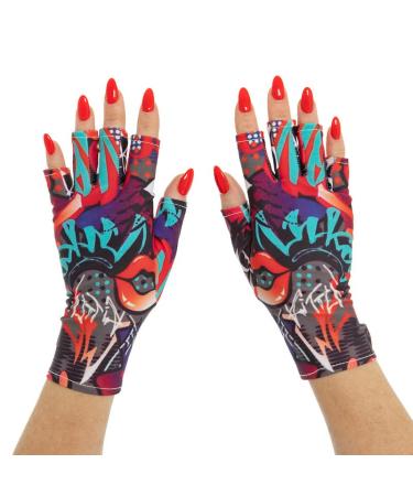ManiGlovz Gel Nail Manicure Anti-UV and Sunblock Protection Shield Gloves to use with UV and LED Dry Lamps (Graffiti)