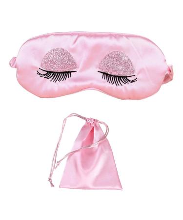 EleCharm Sweet Girl's Satin Eye Mask Long Eyelash Embroidered Eye Cover Sleeping Eyeshade with Portable Pouch Eyelash-pink-satin 2 Piece Set - Buy Online on GoSupps.com