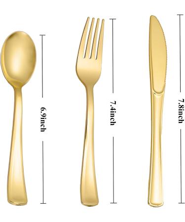 N9R 500PCS Gold Plastic Silverware Set - Disposable Gold Cutlery for Party, Wedding - 200 Forks, 150 Spoons, 150 Knives - Gold Utensils - 500 Pack - Buy Online on GoSupps.com