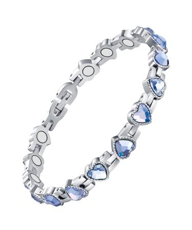 JECANORI Magnnet hard boundary women titanium steel bracelet women magnetic bracelets for health ultra strong magnets (3500 gauss) energetix magnetic jewelry crystal blue