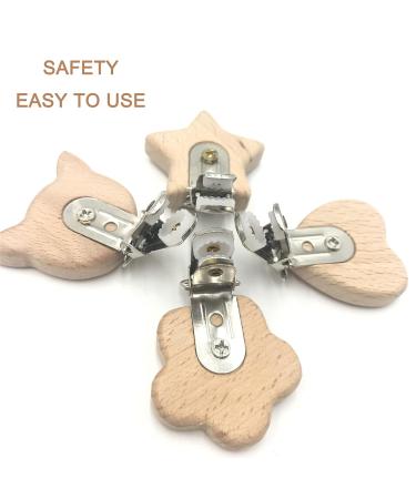 Buy Pack of 10 Wooden Pacifier Clips - Durable Pacifier Chains & Baby Clips for Children - Buy Online on GoSupps.com