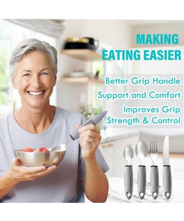 Dewedrt Adaptive Utensils Set Adaptive Utensils 4pcs for Hand Tremors Elderly Arthritis Parkinsons-Built Up Utensils - Buy Online on GoSupps.com
