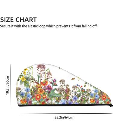 Hair Towel Wrap with Button - Quick Drying Towel Turban for Effortless Hair Care | Herbs and Wildflowers Design - Buy Online on GoSupps.com