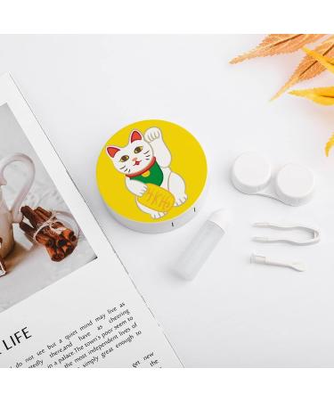 Good Lucky Cat Character Round Case For Contact Lens Kit Storage Box with Mirror Printed - Buy Online on GoSupps.com