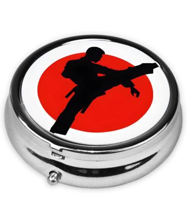 Taekwondo Mini Round Pill Box - 3 Compartment Travel Organizer | Portable Medicine Case for Home & Office - Buy Online on GoSupps.com