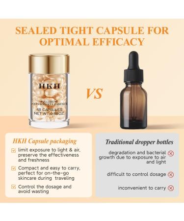 HKH Vitamin C Serum Capsules For Face: 38 Caps with Scissors - Vitamin C Anti-Wrinkle &Vitamin A Retinol Collagen Anti-Aging Daily Serum For Women - Smoothing Hydrating Firming Skin - Travel Portable VC Morning 30 capsules - Buy Online on GoSupps.com