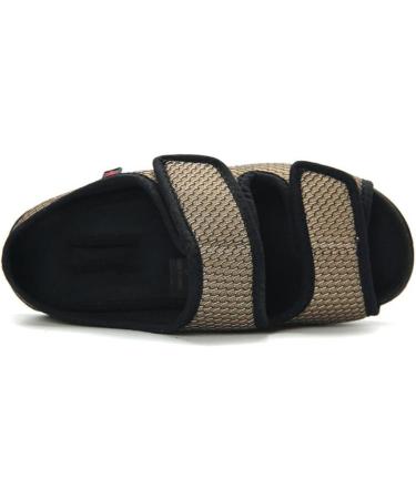 Adjustable Diabetic Slippers for Men - Extra Wide, Comfortable & Breathable with Anti-Slip Sole - Khaki EU47/285mm - Buy Online on GoSupps.com
