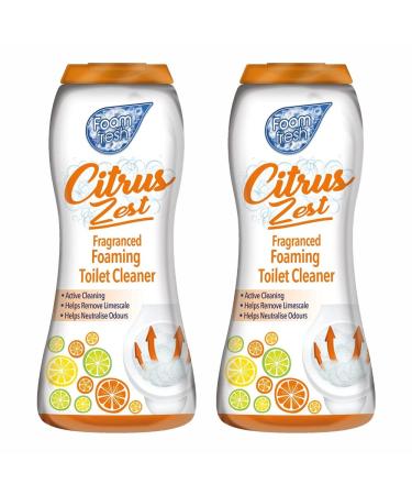 2 x 370G Citrus Zest Foaming Toilet Cleaner Amazing Fragrance Deep Cleaning Action Powder Cleaning Foam and Extra Freshness Toilet Cleaner (Citrus Zest)